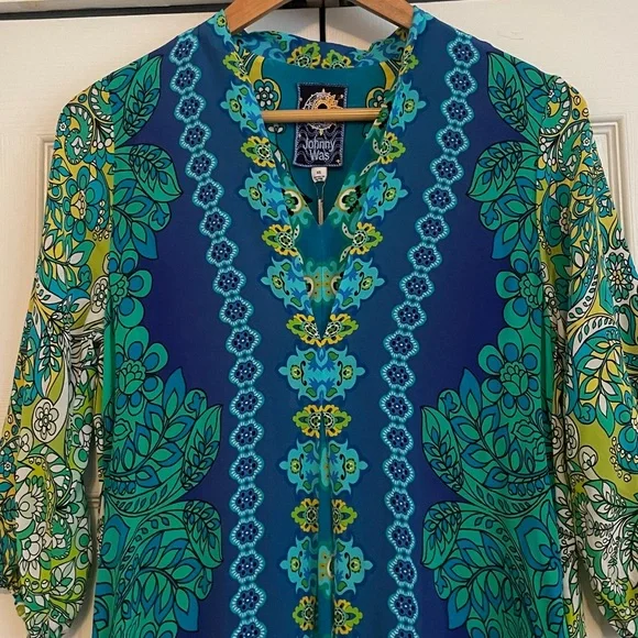 New Johnny Was Kahinu Silk Dress size XS - Picture 6 of 13